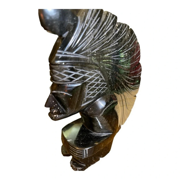 Vintage Natural Golden Sheen Obsidian Native Mayan Sculpture - Picture 4 of 4